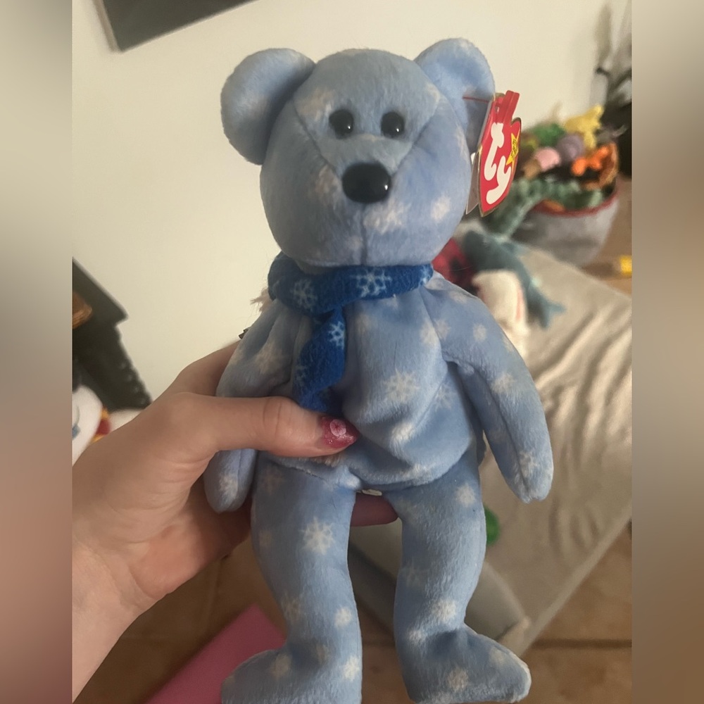 Ty 1999 Holiday Teddy Blue Plush Bear